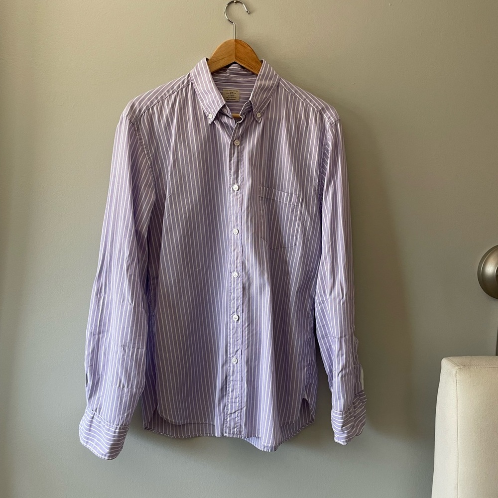 J.Crew light purple/white stripe button down - men's size M